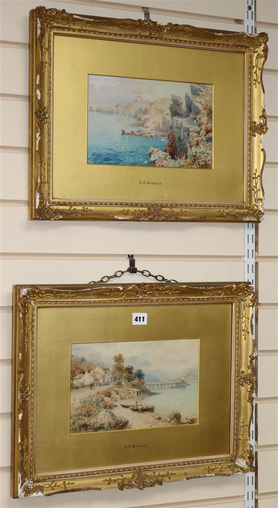 Henry B Wimbush (1861-1910), pair of watercolours, coastal scenes, signed 17 x 27cm.